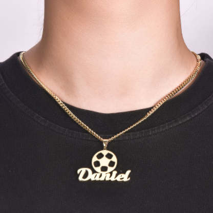 Personalized Sports Football Name Necklace for Men Kids-silviax
