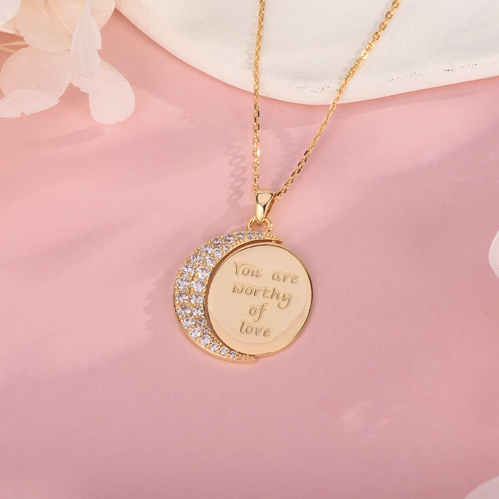 Gold Plated Pendant with Moon Personalized Custom Necklace-silviax