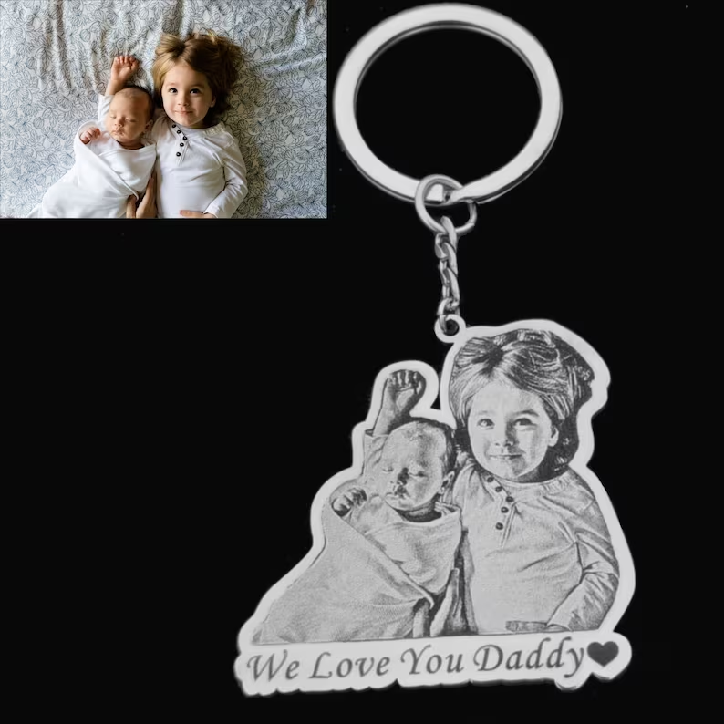 Personalized Custom Gold Plated Photo Nameplate Keychain Keyring Gifts-silviax