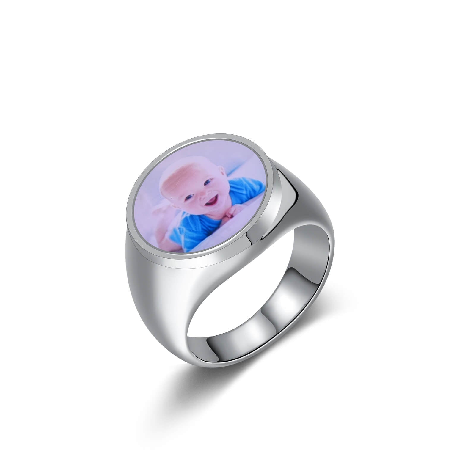 Round White Gold Personalized Custom Photo Ring-silviax