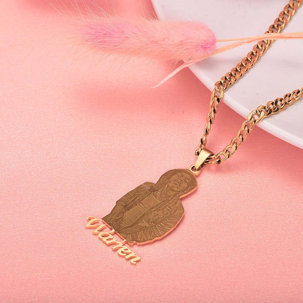 Photo Name Pendant  Personalized Custom Gold Plated Name Necklace-silviax