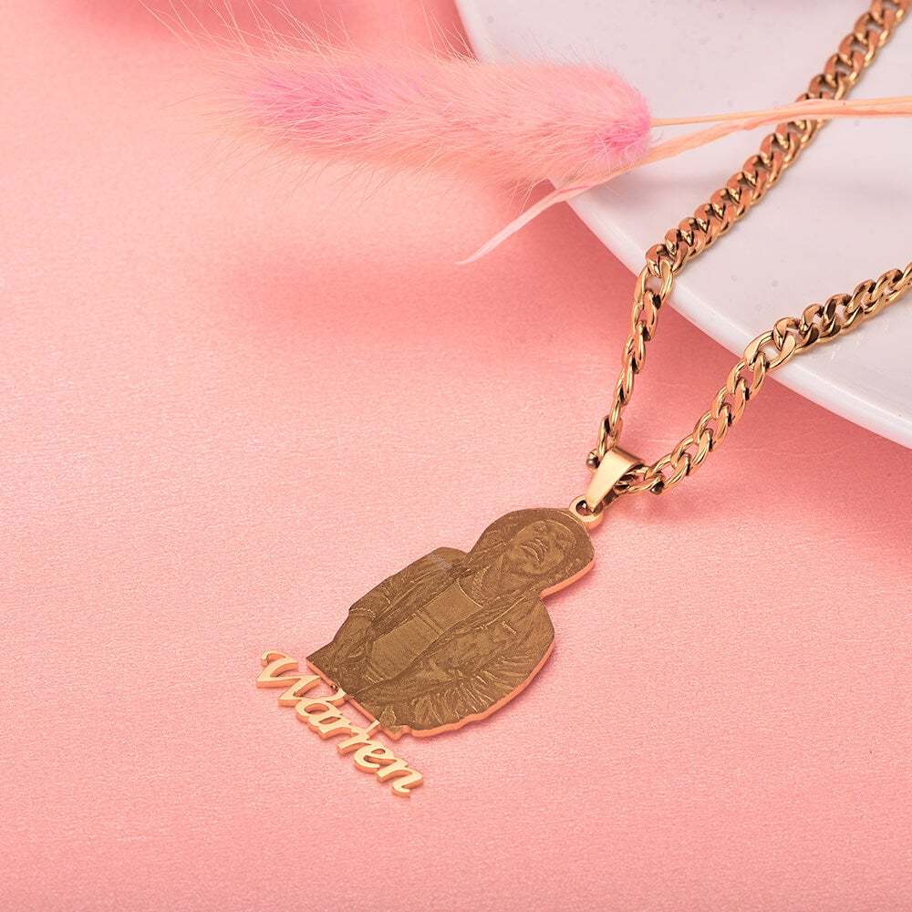 Photo Name Pendant Personalized Custom Gold Plated Name Necklace-silviax