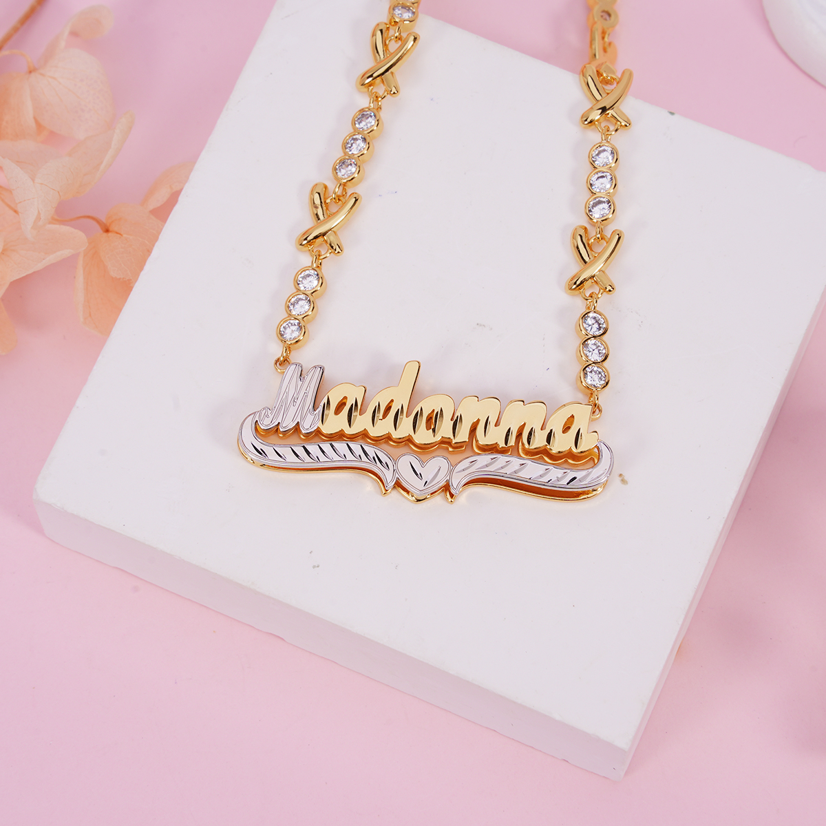 XOXO Chain Double Layer Personalized Custom Name Necklace