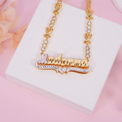 XOXO Chain Double Layer Personalized Custom Name Necklace