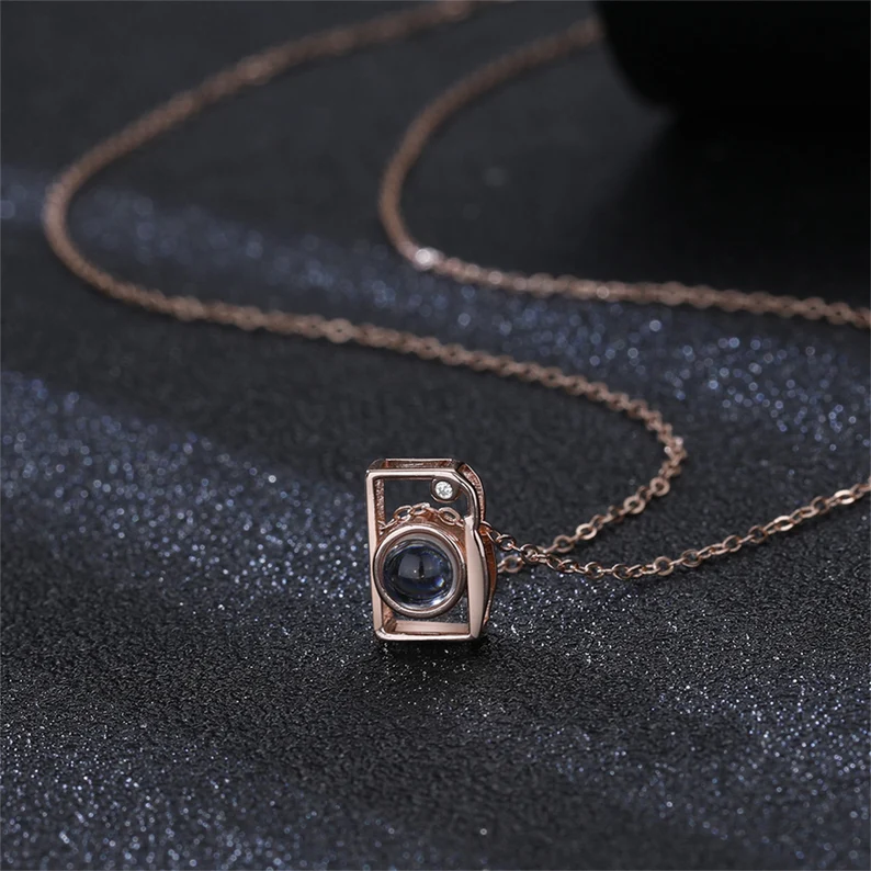 Camera Projection Personalized Custom Memorial Photo Necklace Picture Inside-silviax