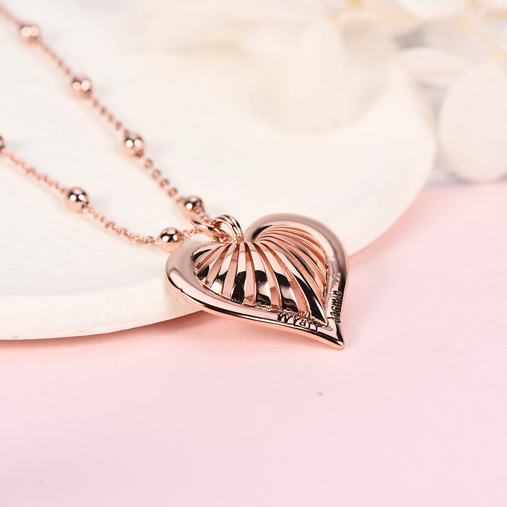 Gold Plated Personalized Engraved Necklace with Heart-silviax