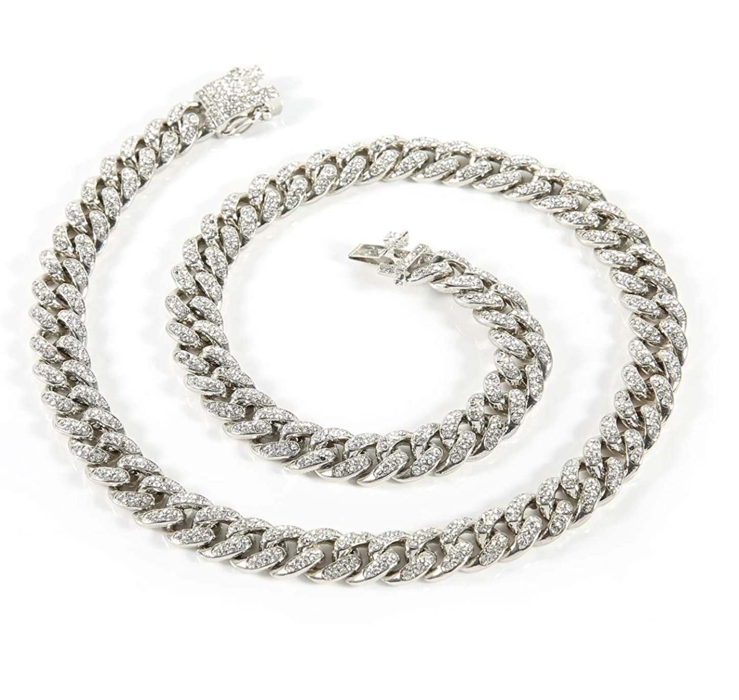 12MM Cuban Chain Gold Plated CZ Fully Iced-Out Necklace Hip Hop Style Jewelry for Men Women-silviax