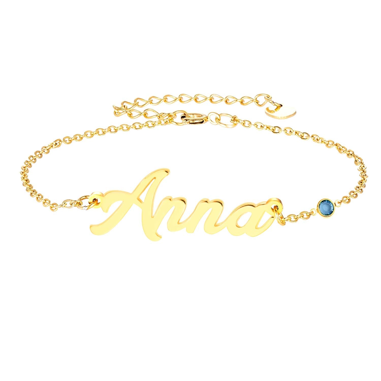 Gold Plated Classic Personalized Name Anklet-silviax