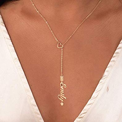 Gold Plated Shaped Heart Necklace With Name-silviax
