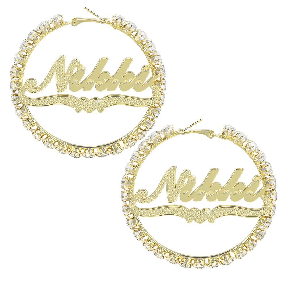 Gold Plated Personalized Hoop Name Earrings-silviax