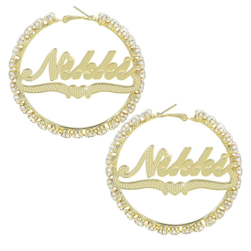 Gold Plated Personalized Hoop Name Earrings-silviax