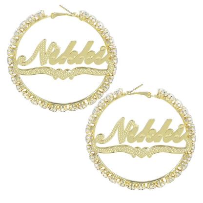Gold Plated Personalized Hoop Name Earrings-silviax