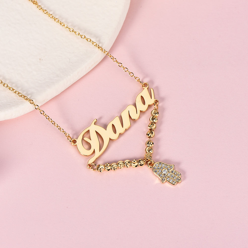 Palm Pendant Gold Plated Custom Name Necklace-silviax