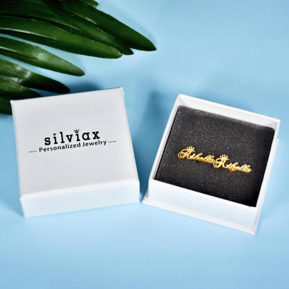 Old English Font Stud Gold Plated Personalized Name Earrings-silviax
