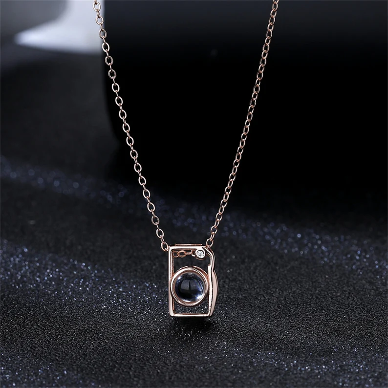 Camera Projection Personalized Custom Memorial Photo Necklace Picture Inside-silviax