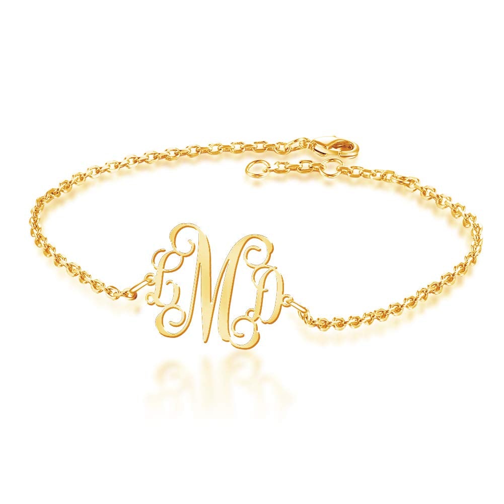 Gold Plated Monogram Bracelet Gift-silviax