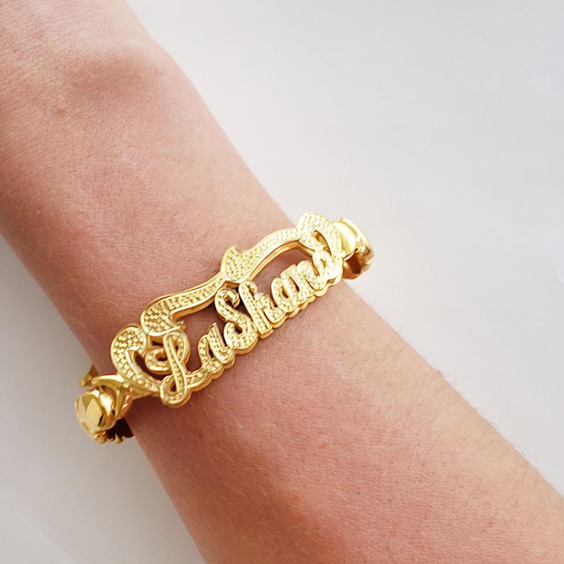 Double Layer Personalized Custom Gold Plated Name Bracelet-silviax