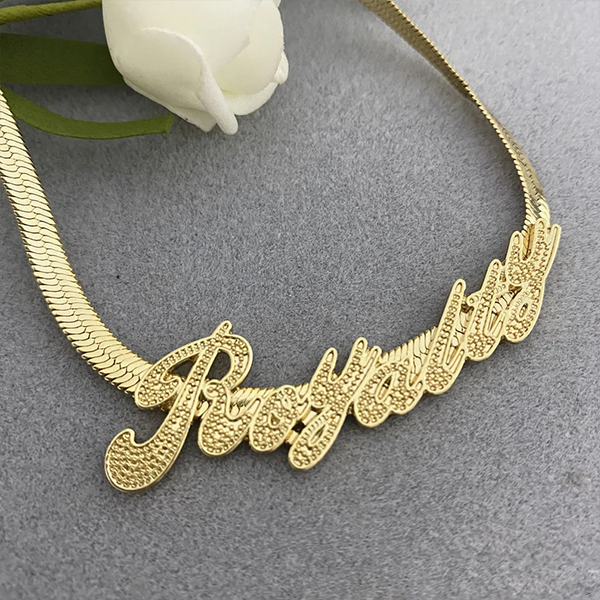 Personalized Custom Gold Plated Italics Nameplate Snake Chain Name Necklace -silviax