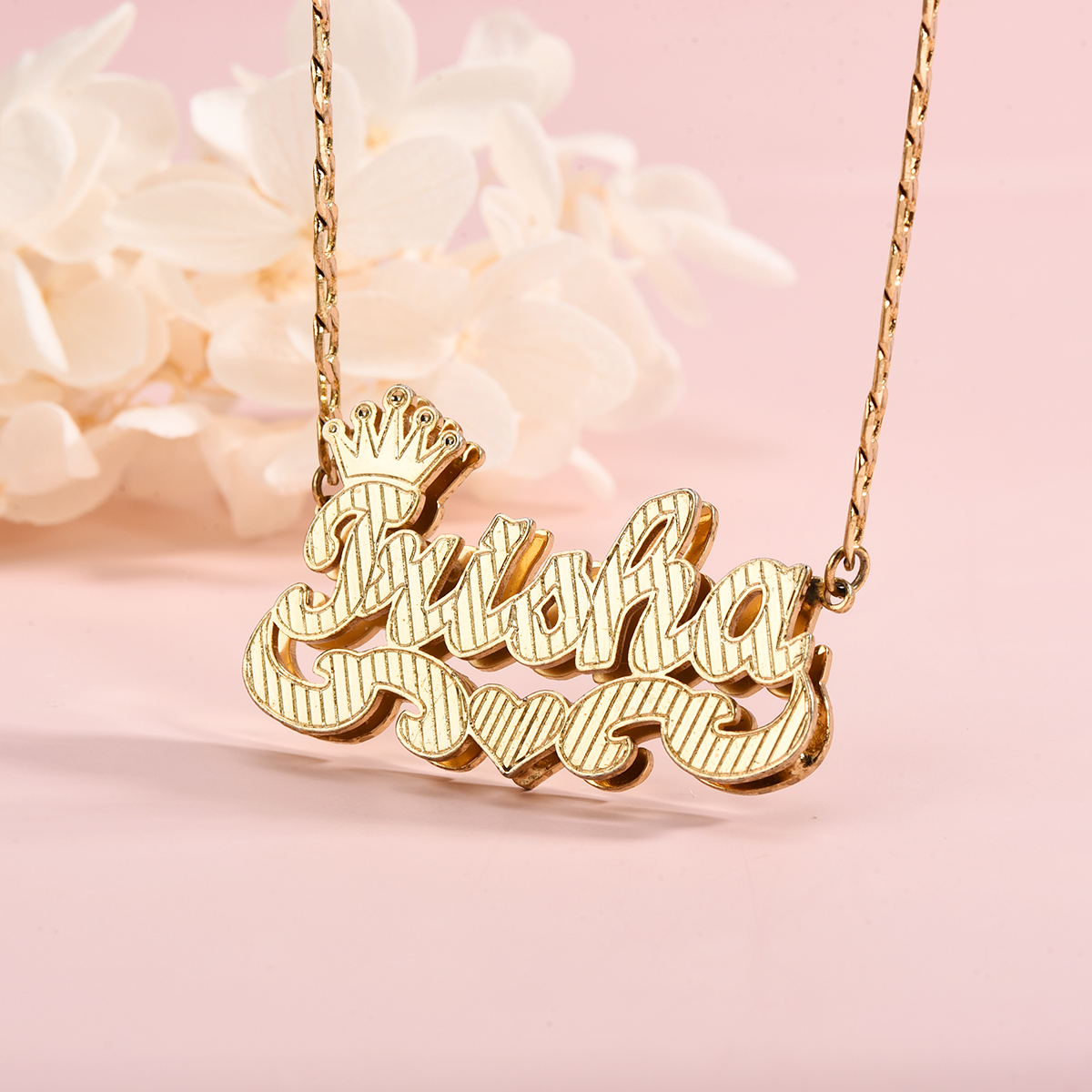 Crown Heart Double Layer Name Necklace And XOXO Name Earrings Personalized Custom Set-silviax