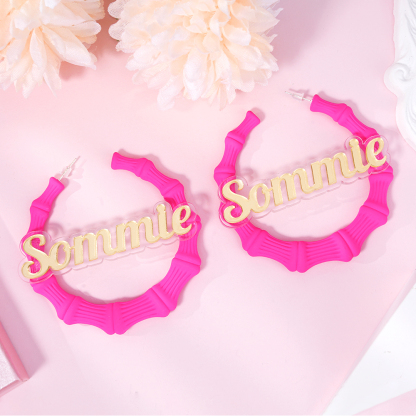 60mm Bamboo Earrings Personalized Custom Acrylic Macron Gorgeous Name Earrings -silviax