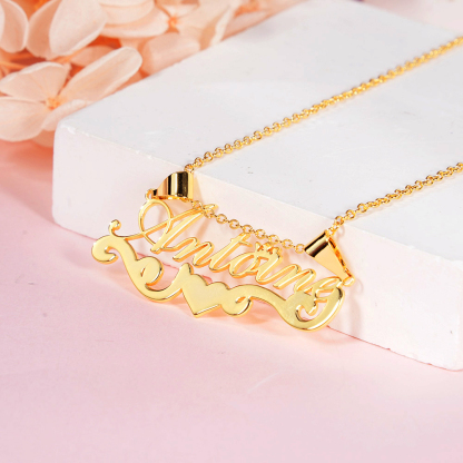 Crown Heart Personalized Custom Gold Plated Name Necklace Gift For Kids Baby-silviax