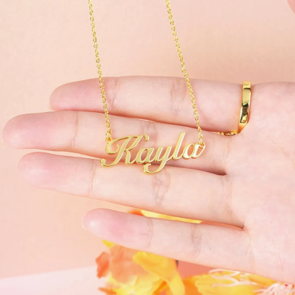 Personalized Custom Jewelry Set 2pcs Gold Plated Name Necklace Name Hoop Earrings