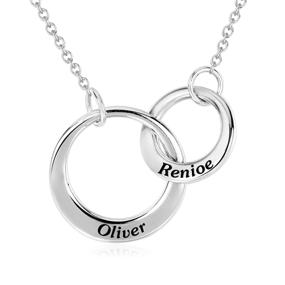 Personalized Engraved Name Interlocking Circle Mother Daughter Necklace-silviax