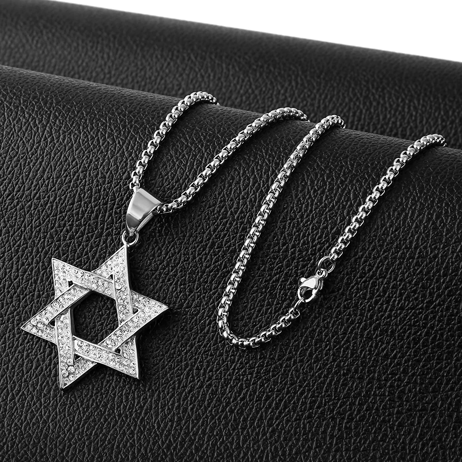 Hexagonal Star Pendant Hip Hop Gold Plated Necklace-silviax