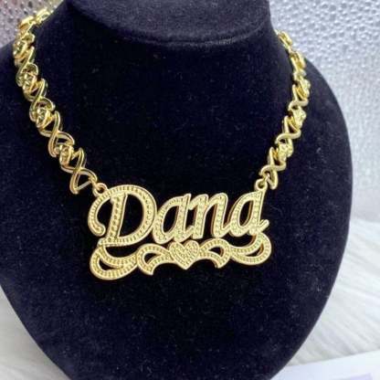 Double Layer Heart Nameplate Pendant Personalized Custom Gold Plated Name Necklace Gift For Her-silviax