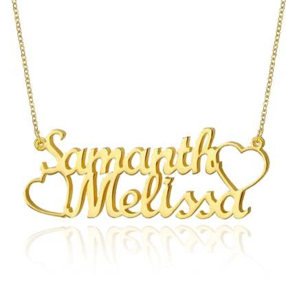 Gold Plated Personalized Two Names and Heart Pendant Name Necklace-silviax