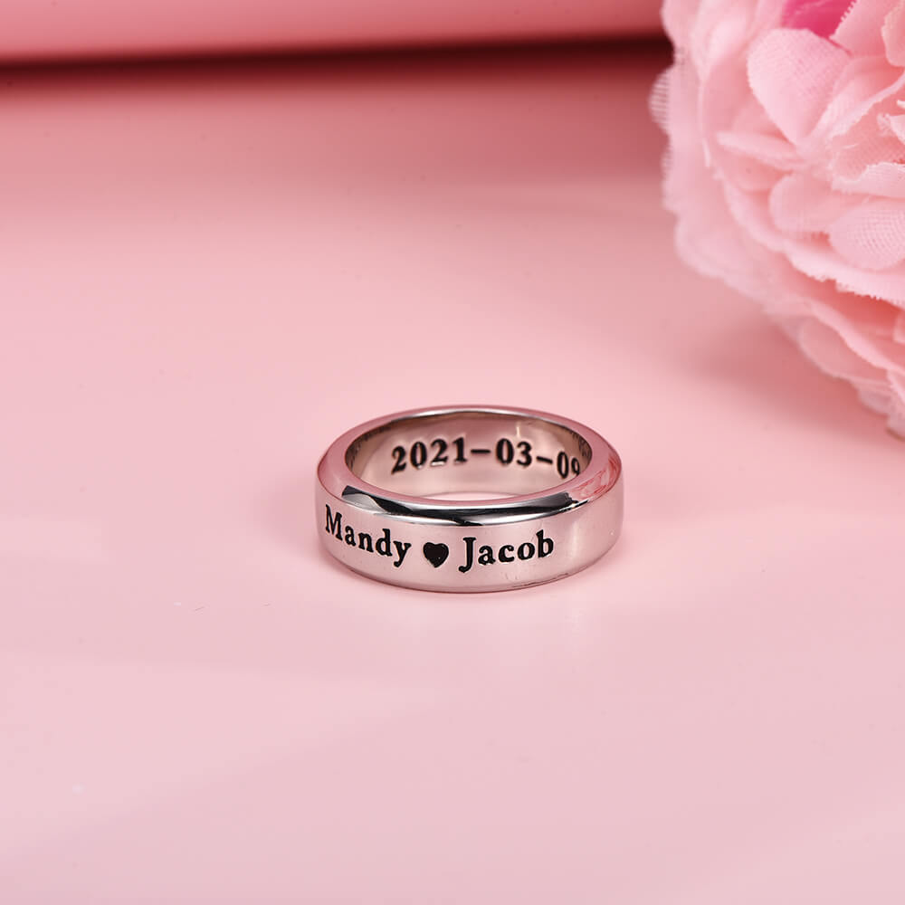Sterling Silver Couple's Name Anniversary Personalized Custom Engraved Ring-silviax
