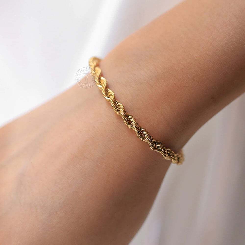 3-5mm Rope Chain Gold Plated Bracelet-silviax