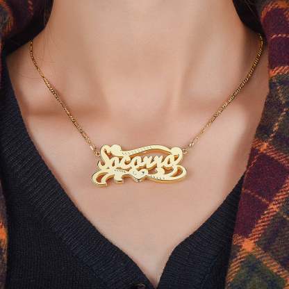 3D Double Plated Gold Plated Personalized Name Necklace-silviax