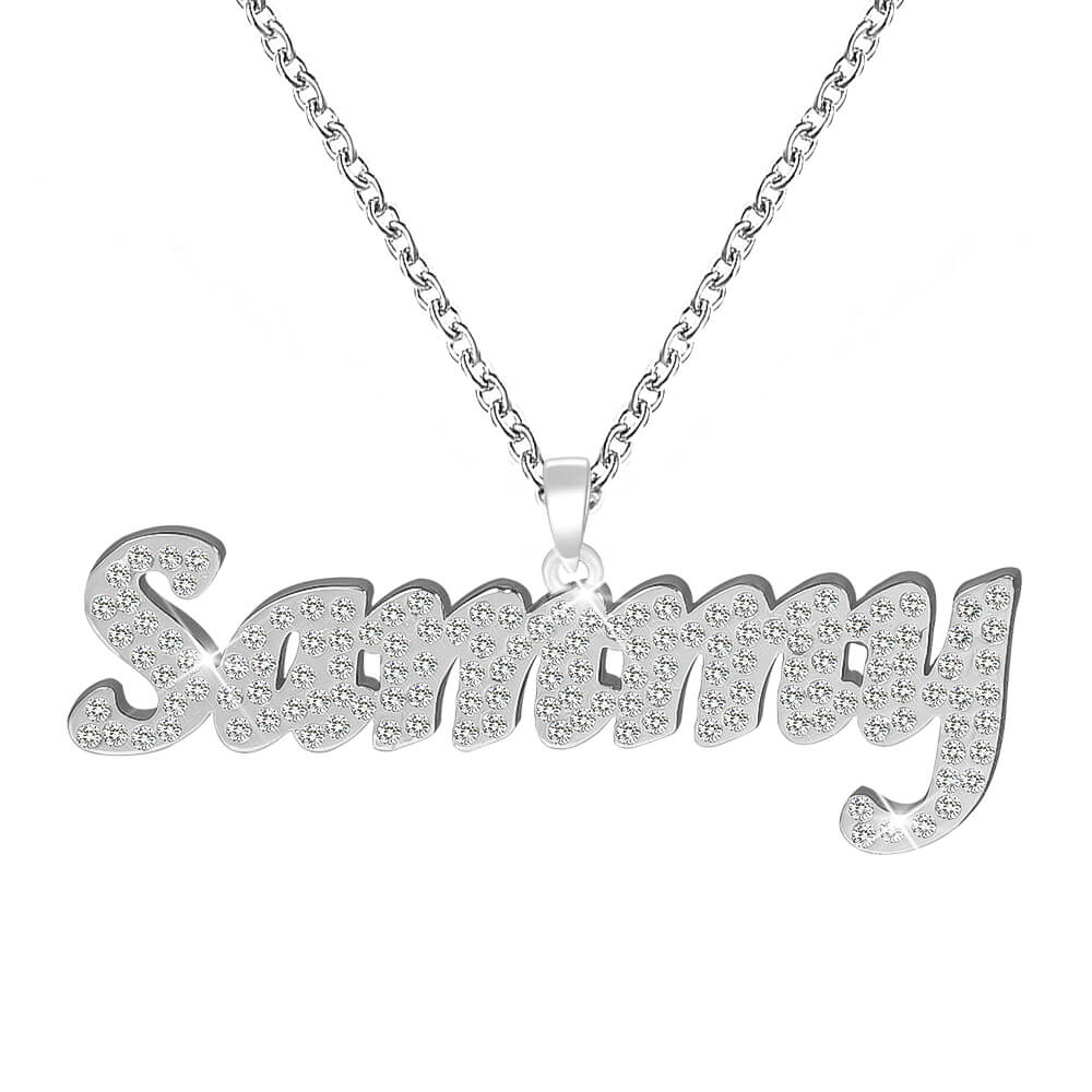 Gold Plated Personalized Diamonds Name Necklace-silviax