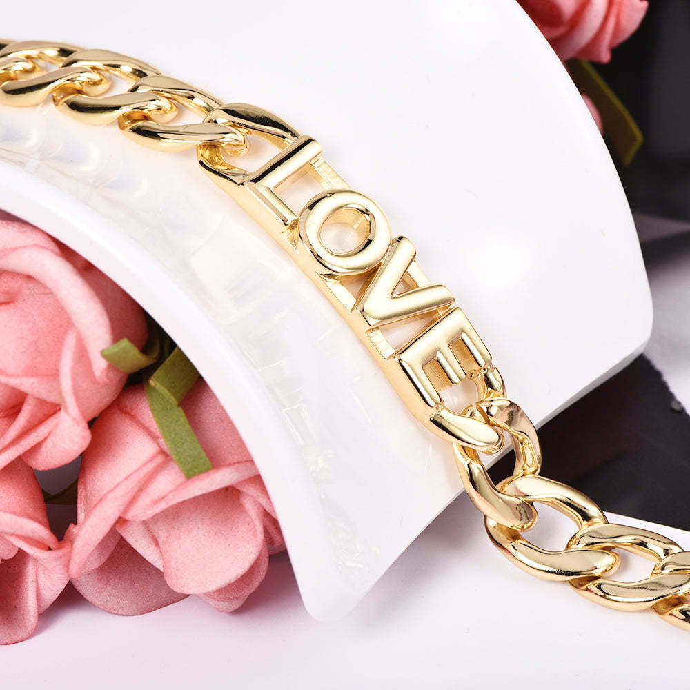 12mm Personalized Name Bracelet Cuban Link Chain Gold Plated Bracelet-silviax