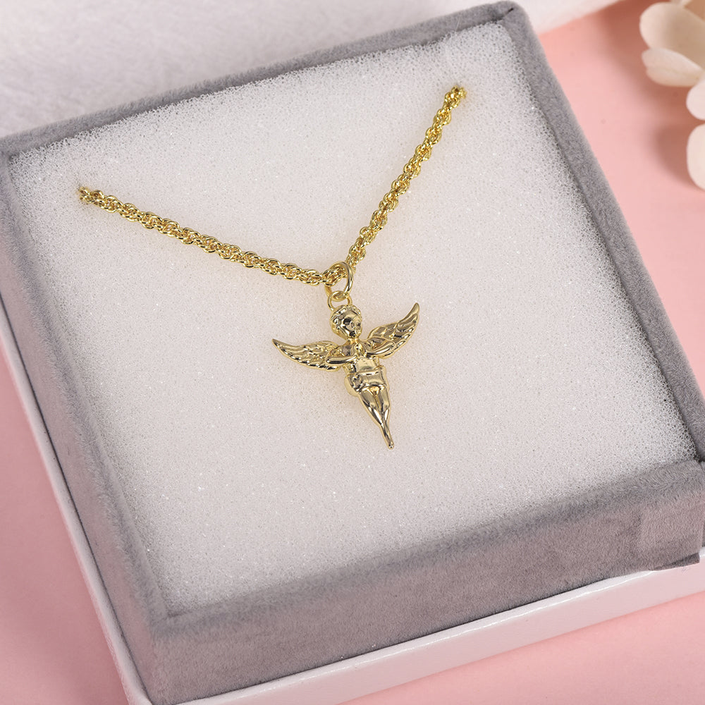 Angel Heavenly Guardian Pendant Charm Gold Plated Necklace – silviax