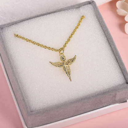 Angel Heavenly Guardian Pendant Charm Gold Plated Necklace-silviax