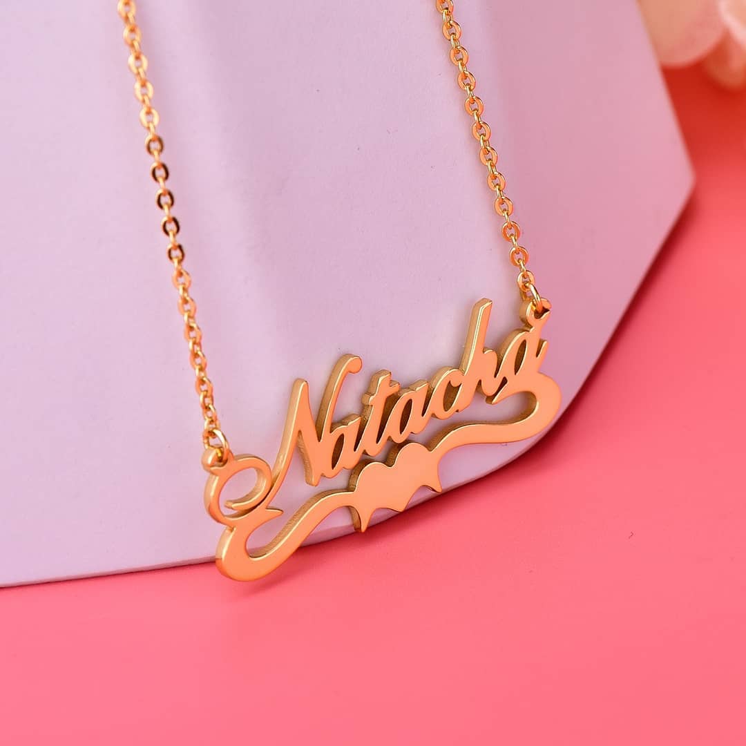 Love Heart Gold Plated Custom Name Necklace-silviax