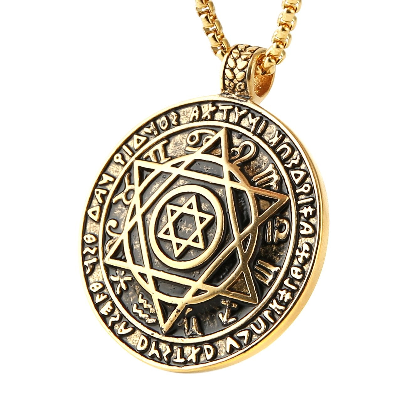 Talisman Seal Solomon Six-pointed Star 12 Constellation Pendant Necklace-silviax