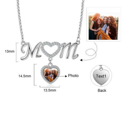 Mom 1 To 5 Hearts Photos Pendant With Engraved Text Personalized Custom Family Necklace-silviax