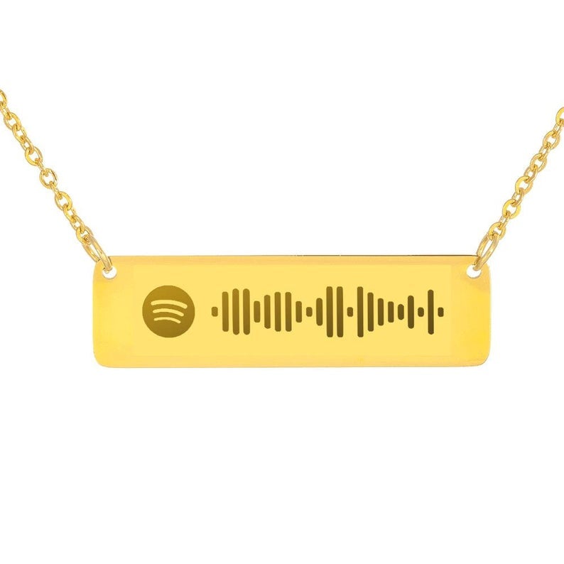 Spotify Scannable Code Music Necklace Personalized Gold Plated-silviax