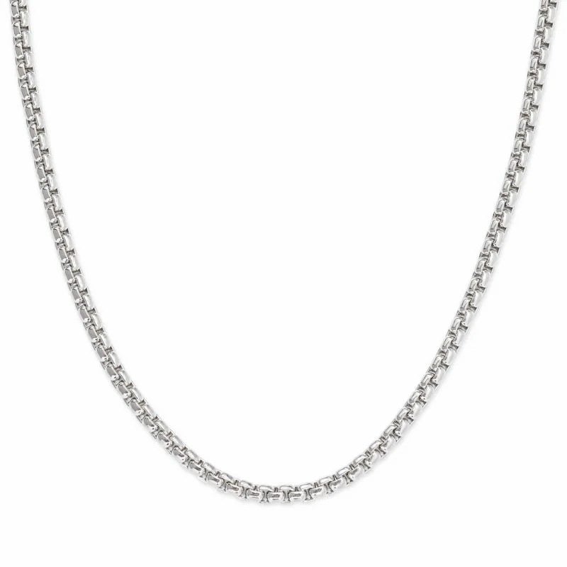 3mm/5mm Round Box Chain White Gold Plated Necklace-silviax