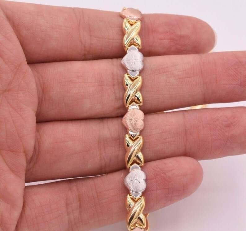 Three Color Heart XOXO Chain Necklace-silviax
