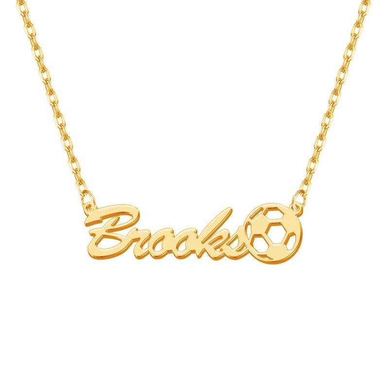 Sport Football Nameplate Pendant Personalized Custom Gold Plated Name Necklace-silviax