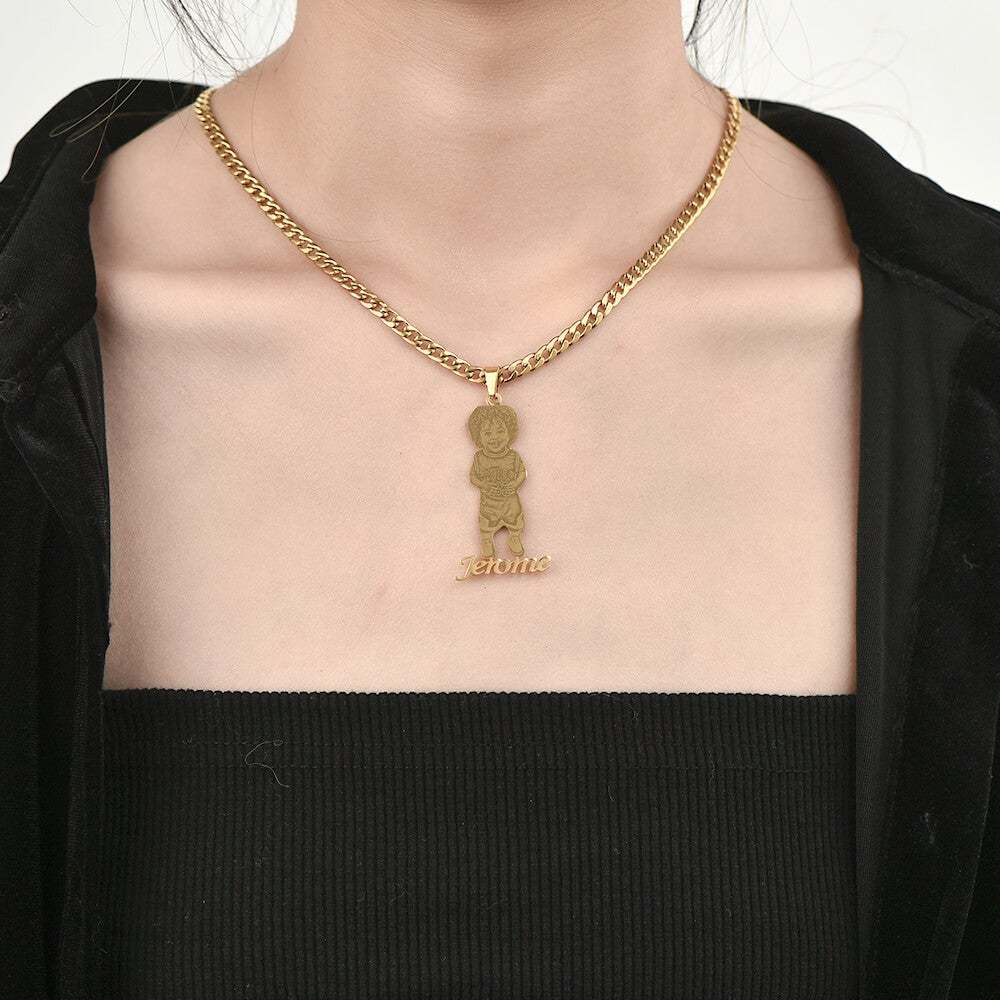 Photo Name Pendant Personalized Custom Gold Plated Name Necklace-silviax