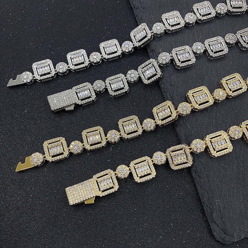 12mm Gold Plated Zircon Necklace Hip Hop Style-silviax
