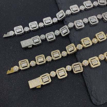 12mm Gold Plated Zircon Necklace Hip Hop Style-silviax