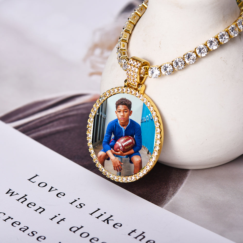 Tennis Chains Gold Plated Personalized Picture Necklace-silviax