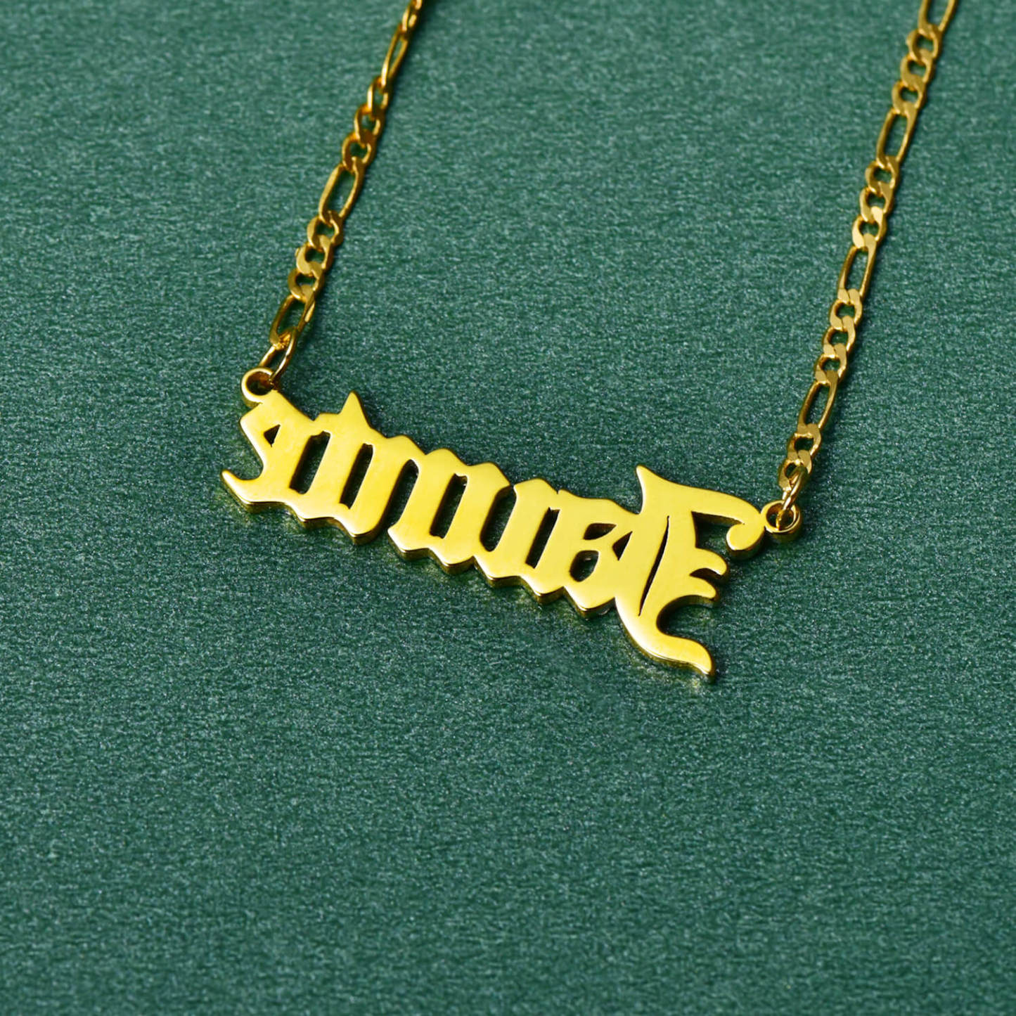 Two Tone Old English Font Personalized Custom Gold Plated Name Necklace-silviax