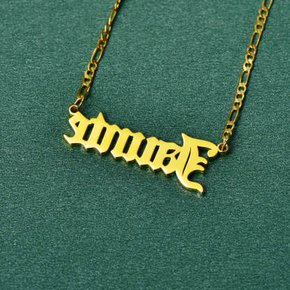 Two Tone Old English Font Personalized Custom Gold Plated Name Necklace-silviax